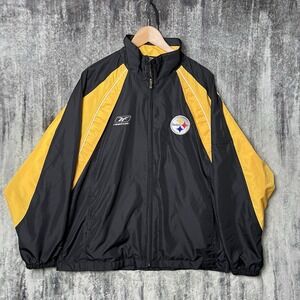 Vintage Y2K Reebok Pittsburgh Steelers Jacket Men's M Windbreaker Embroidered